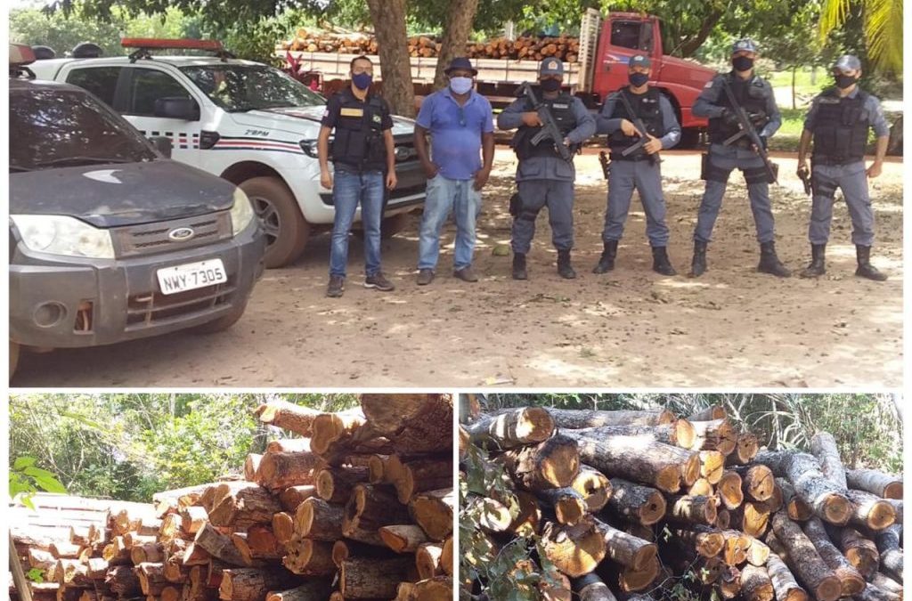 Carregamento ilegal de madeira é apreendido na zona rural de São João do Sóter