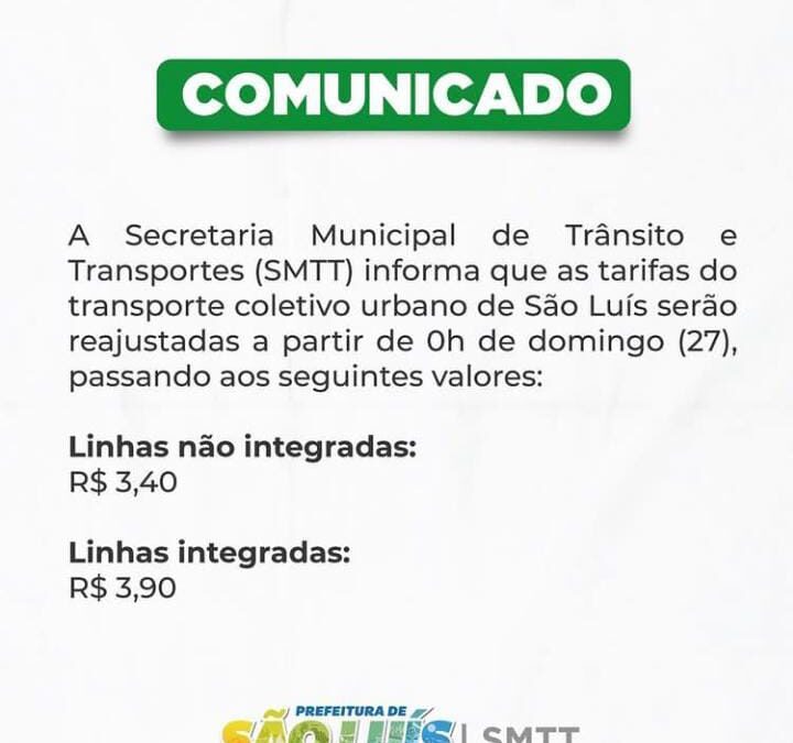 SMTT anuncia reajuste na passagem de ônibus em São Luís