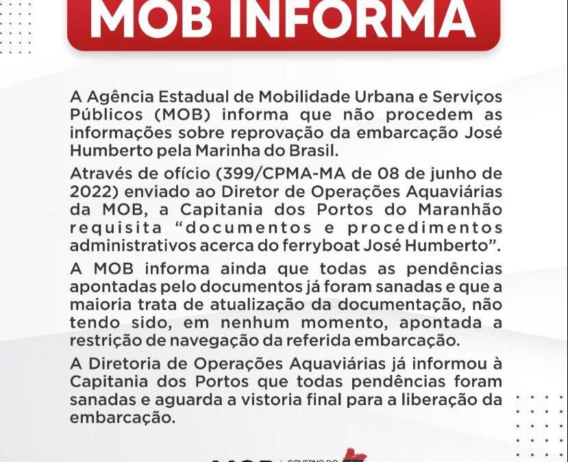 Através da MOB governo nega informação sobre Ferry