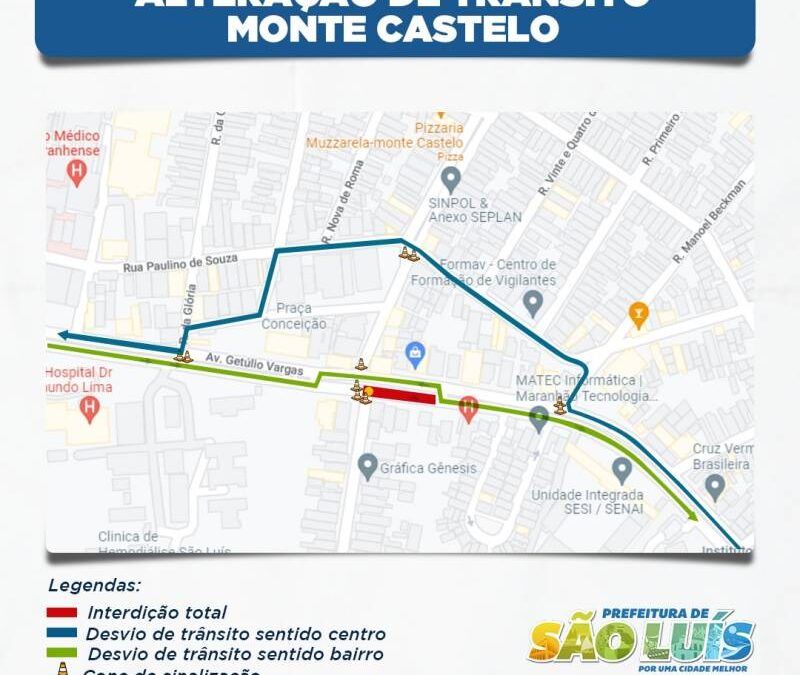 SMTT realiza segunda etapa de alteração do trânsito no Monte Castelo